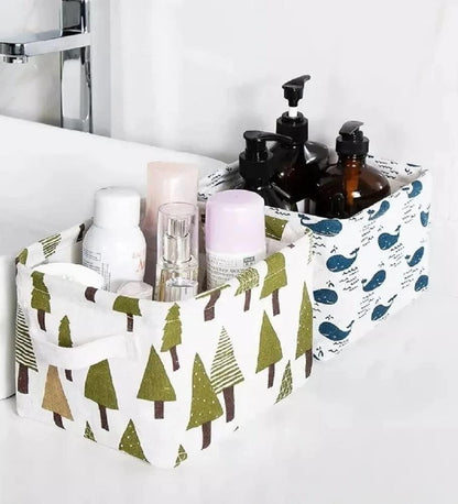 Foldable Canvas Storage Baskets with Handles (Set of 4 – Random Design)