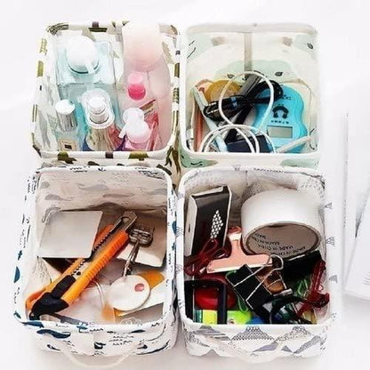 Foldable Canvas Storage Baskets with Handles (Set of 4 – Random Design)